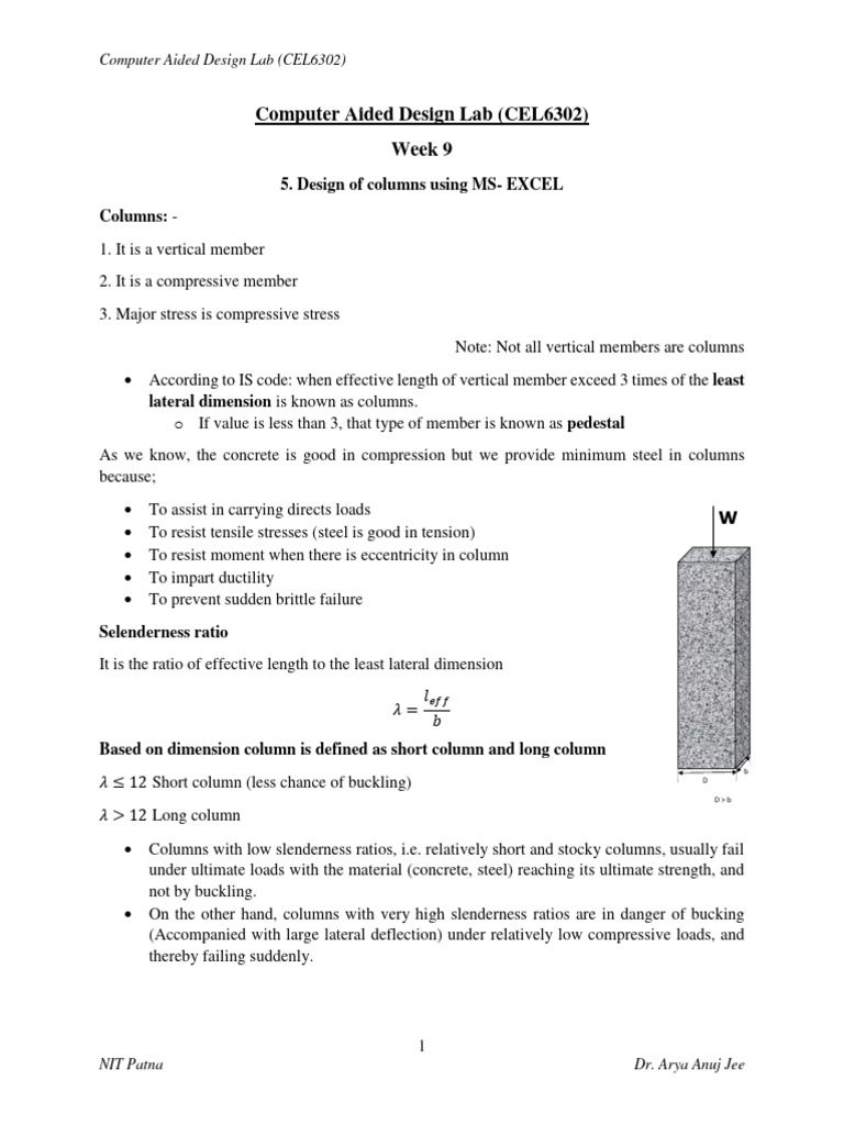 MS Column Design Using Excel | PDF | Buckling | Column