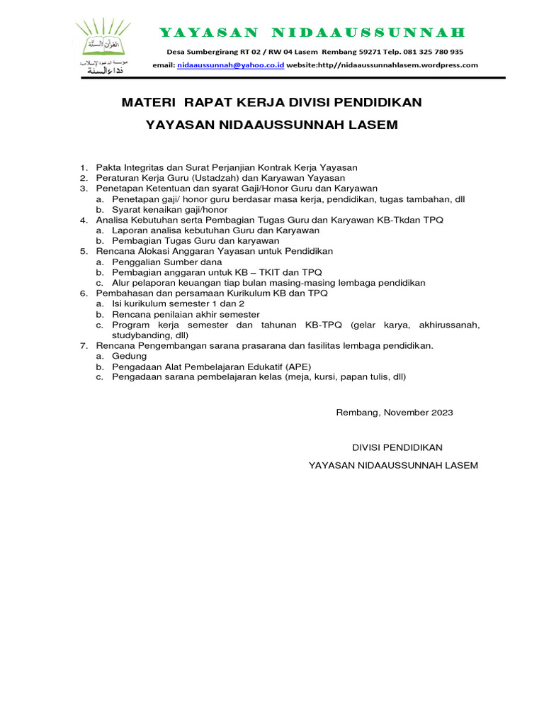 Pamflet Raker Divisi Pendidikan | PDF | Karier & Perkembangan | Sains ...