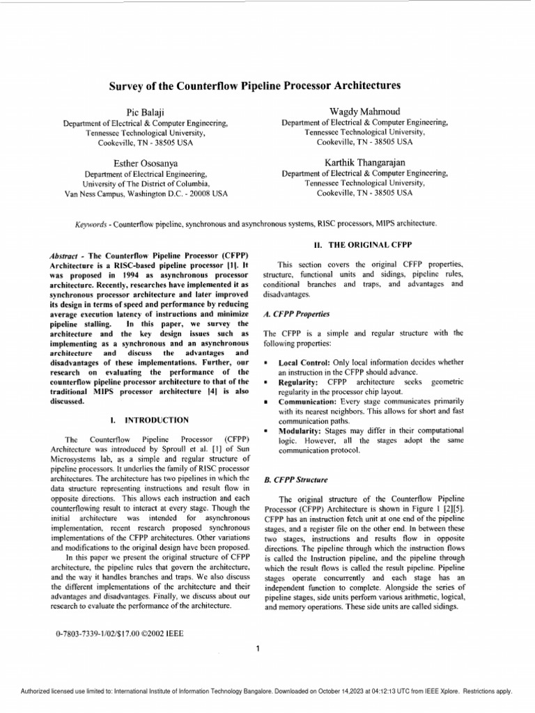 Counterflow Pipeline Processor Overview | PDF | Office Equipment ...