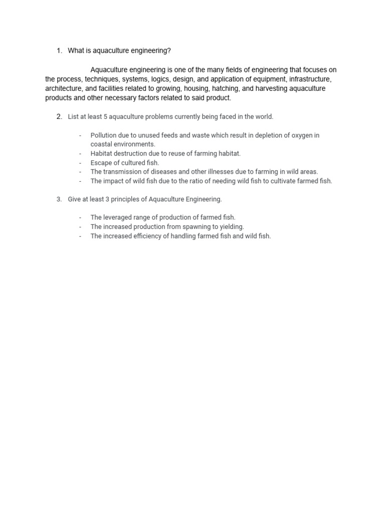 Overview of Aquaculture Engineering | PDF