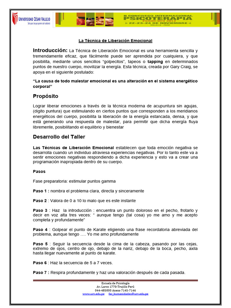 La Técnica de Liberación Emocional | PDF | Técnicas de libertad ...