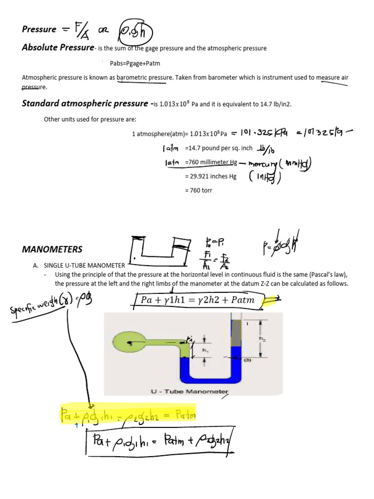 MANOMETERS Notes PDF