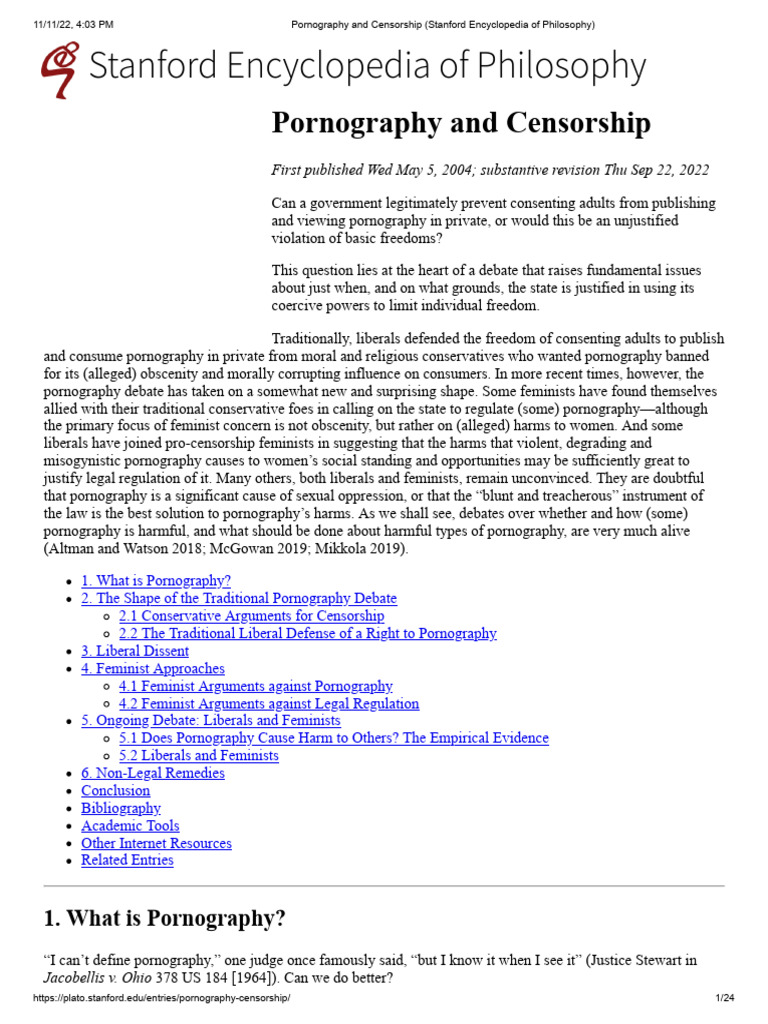 Pornography and Censorship (Stanford Encyclopedia of Philosophy) PDF