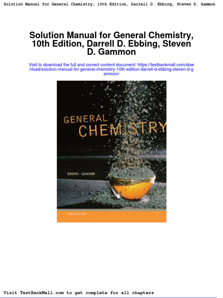Solution Manual For General Chemistry 10th Edition Darrell D Ebbing