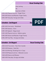 Evening Club Schedule