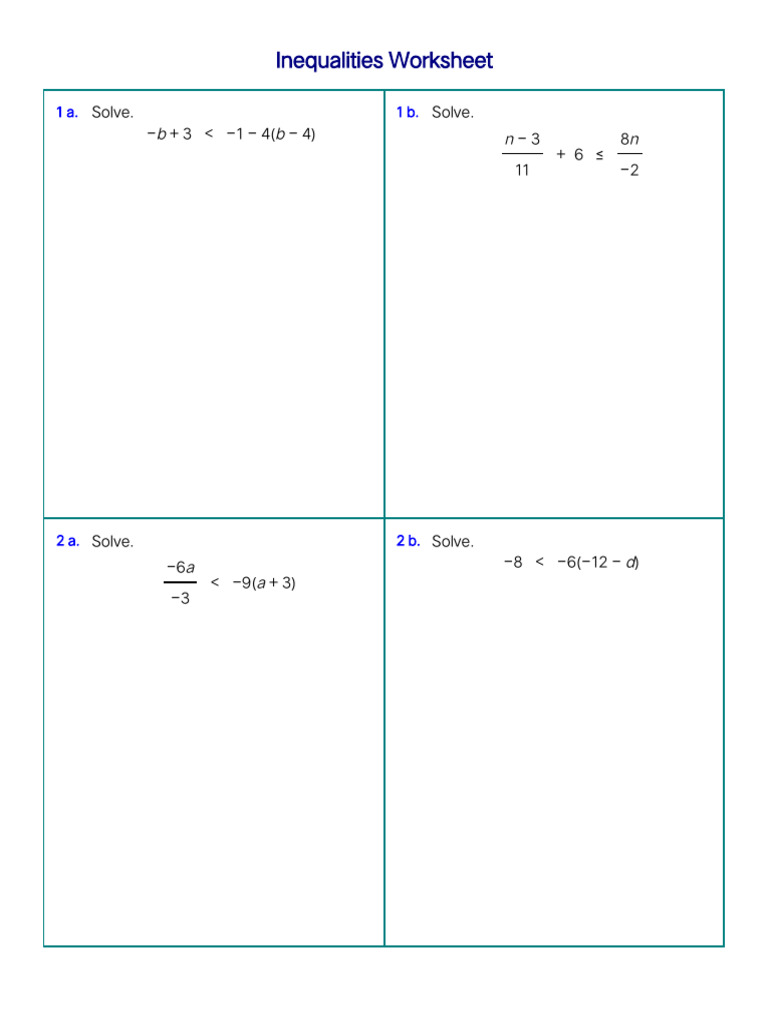 Linear Inequalities Worksheet | PDF