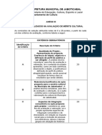 Anexo 3 - CRITÉRIOS UTILIZADOS NA AVALIAÇÃO DE MÉRITO CULTURAL