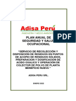 Plan de Seguridad y Salud en El Trabajo - Adisa Peru 2022 - Pta - Beneficio - Buena