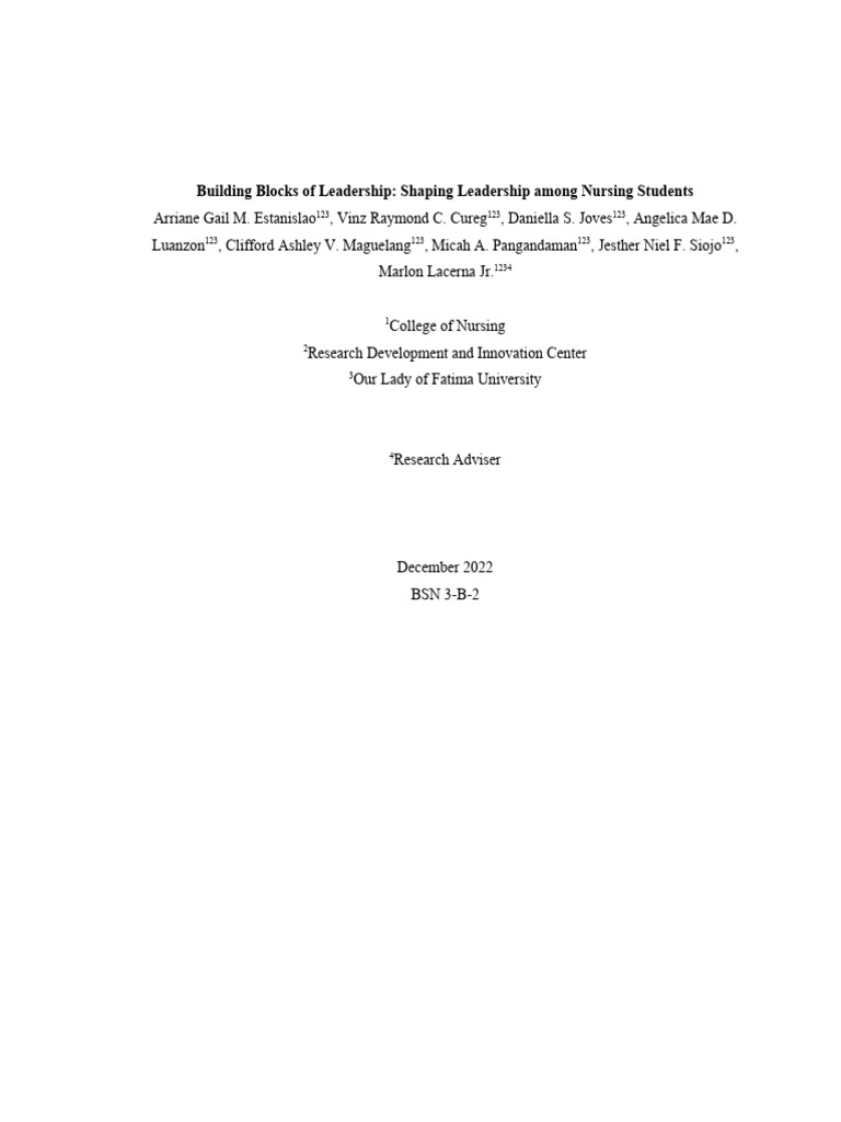 COMPLETE MANUSCRIPT - Nursing Leadership Quantitative Research - NRes1 ...