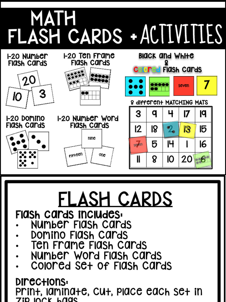 Math Flash Cards: Activities | PDF | Flashcard | Learning Methods