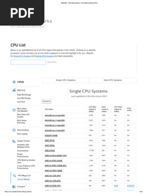 PassMark CPU Benchmark List | PDF | Computer Hardware | X86
