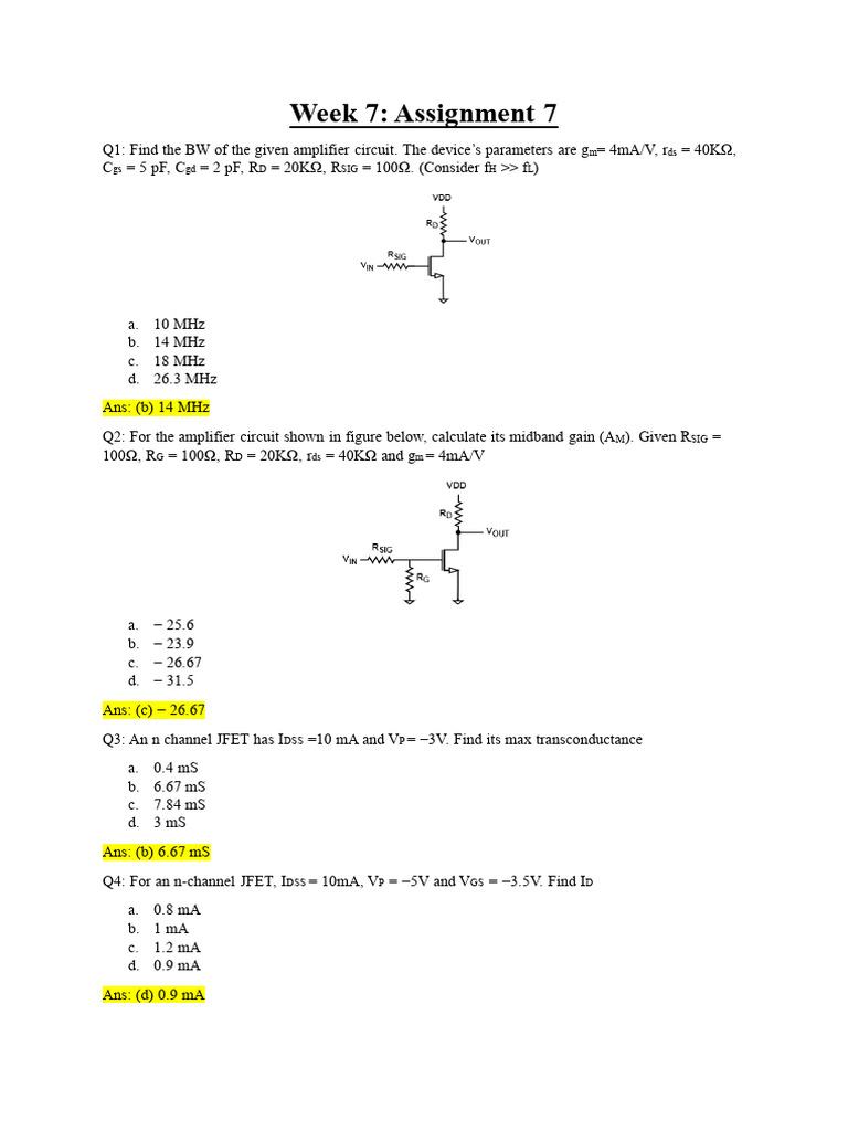Microelectronics Amplifier Analysis | PDF | Operational Amplifier ...