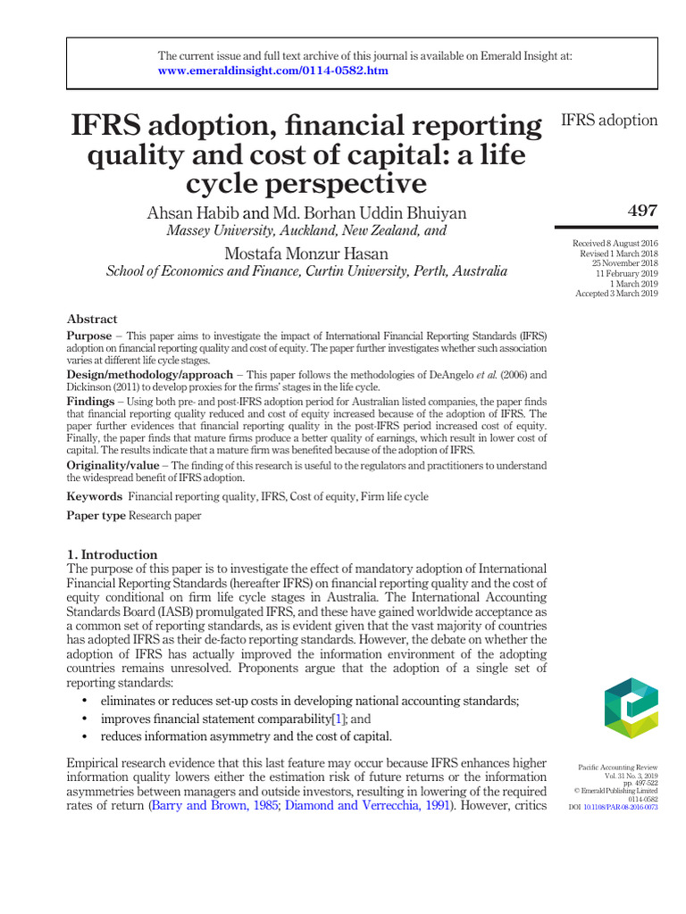 IFRS Impact on Reporting Quality & Capital | PDF | International ...