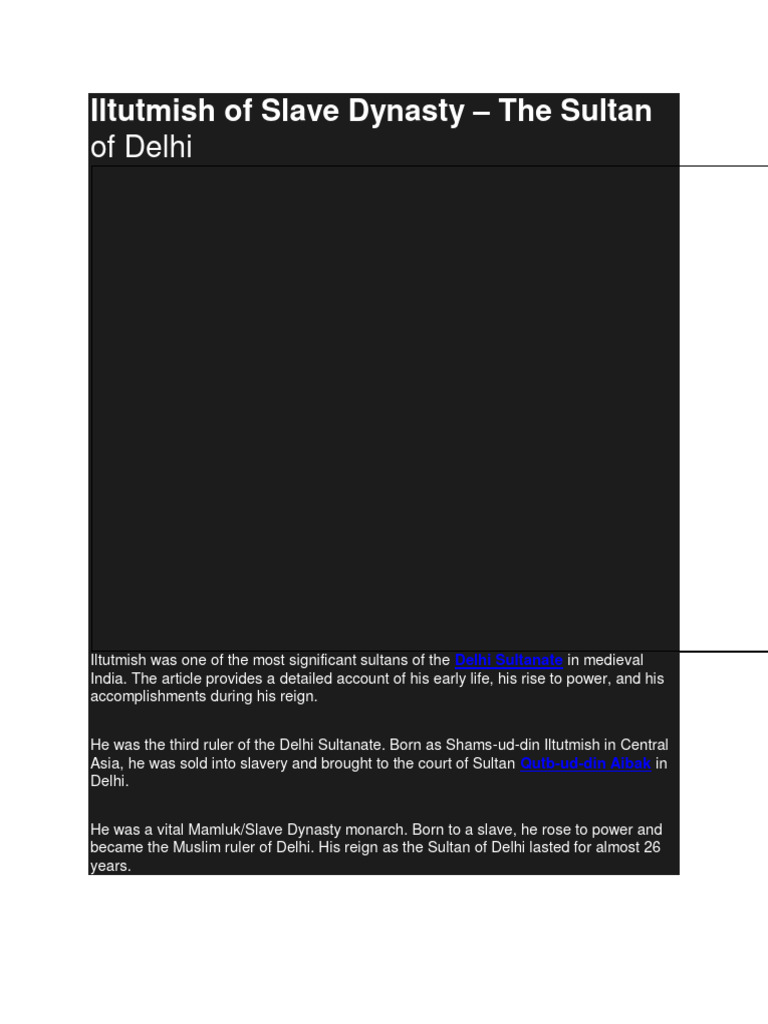 Iltutmish of Slave Dynasty | PDF | Asia
