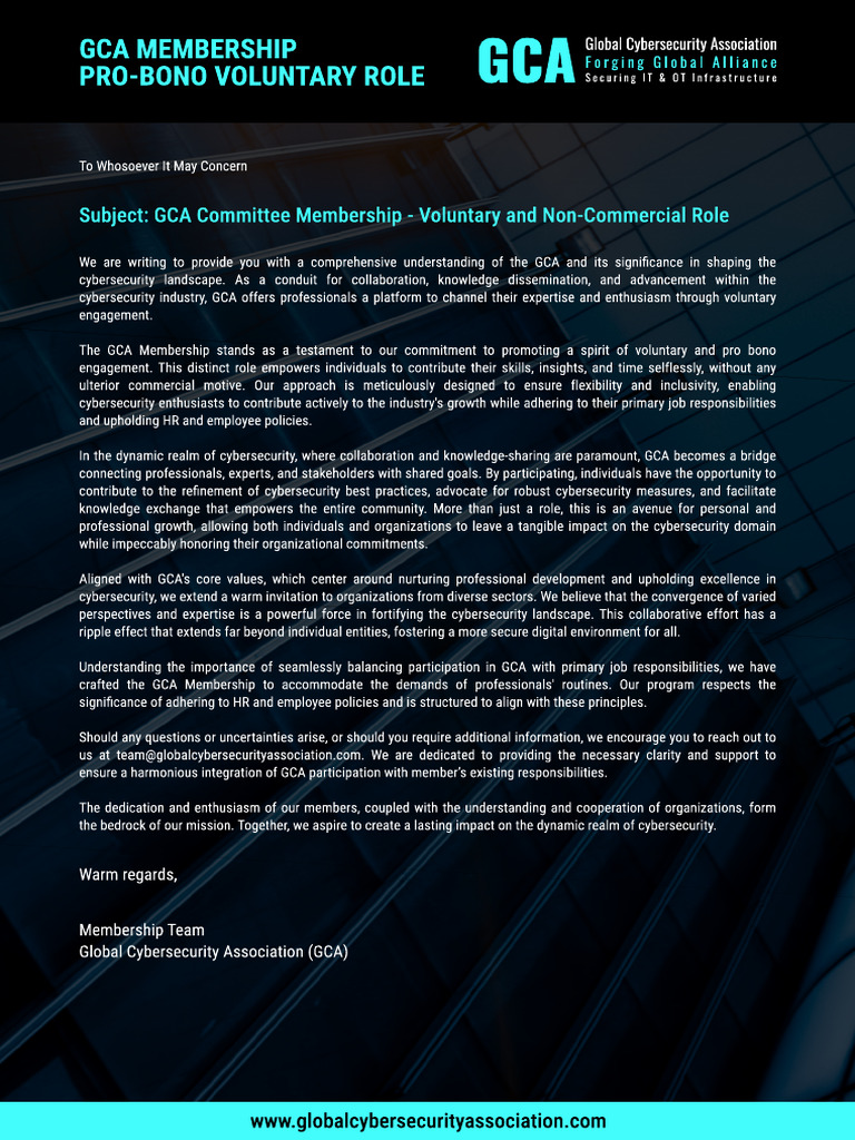 GCA Voluntary Membership Role PDF Computer Security Security