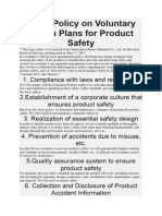 Basic Policy On Voluntary Action Plans For Product Safety