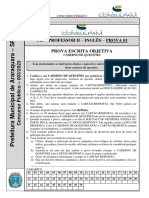 Consulpam 2023 Prefeitura de Araraquara SP Professor II Ingles Prova