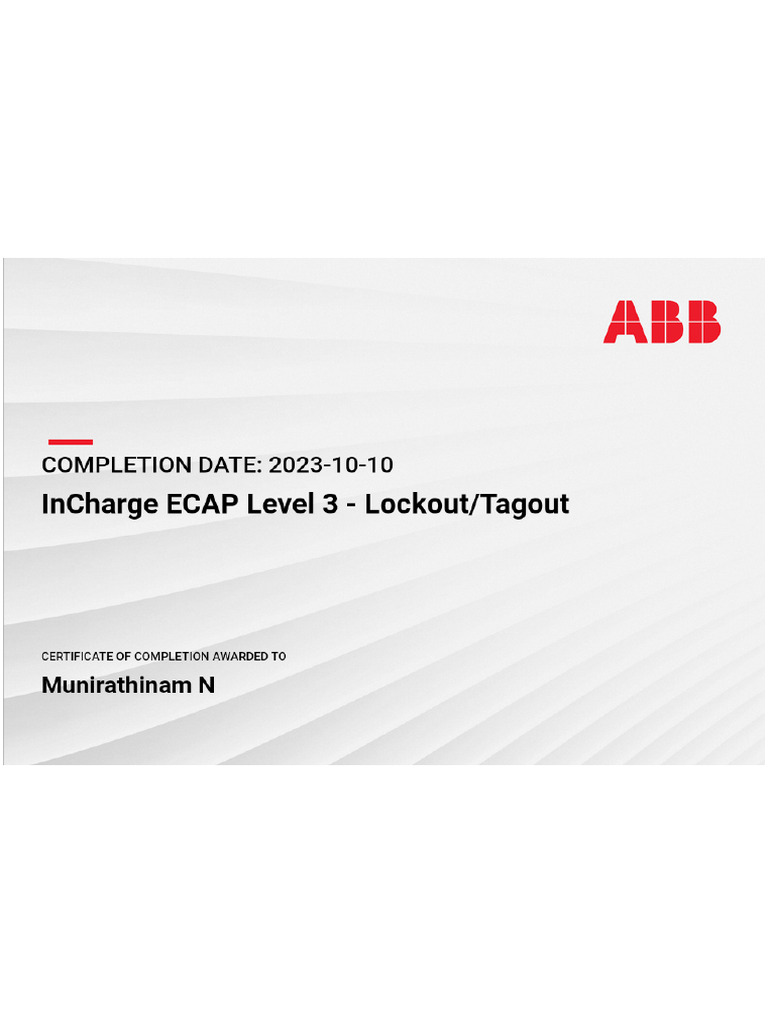 Lockout-Tagout Certificate | PDF