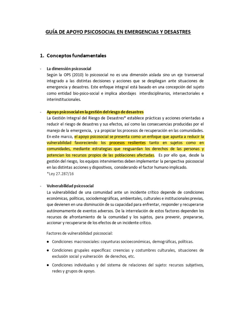 Guía de Apoyo Psicosocial en Emergencias y Desastres - Scme | PDF | Las ...