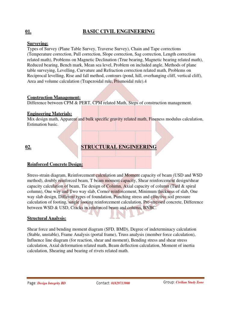 Important Topic For BWDB (Civil Engineering) | PDF | Civil Engineering ...