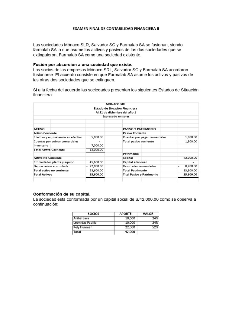 Examen De Contabilidad Financiera Ii Final 2 Pdf Activo Fijo
