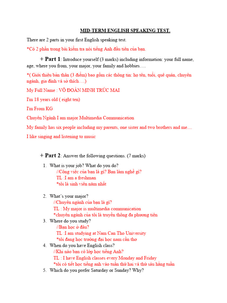 Speaking Test 2 Pdf