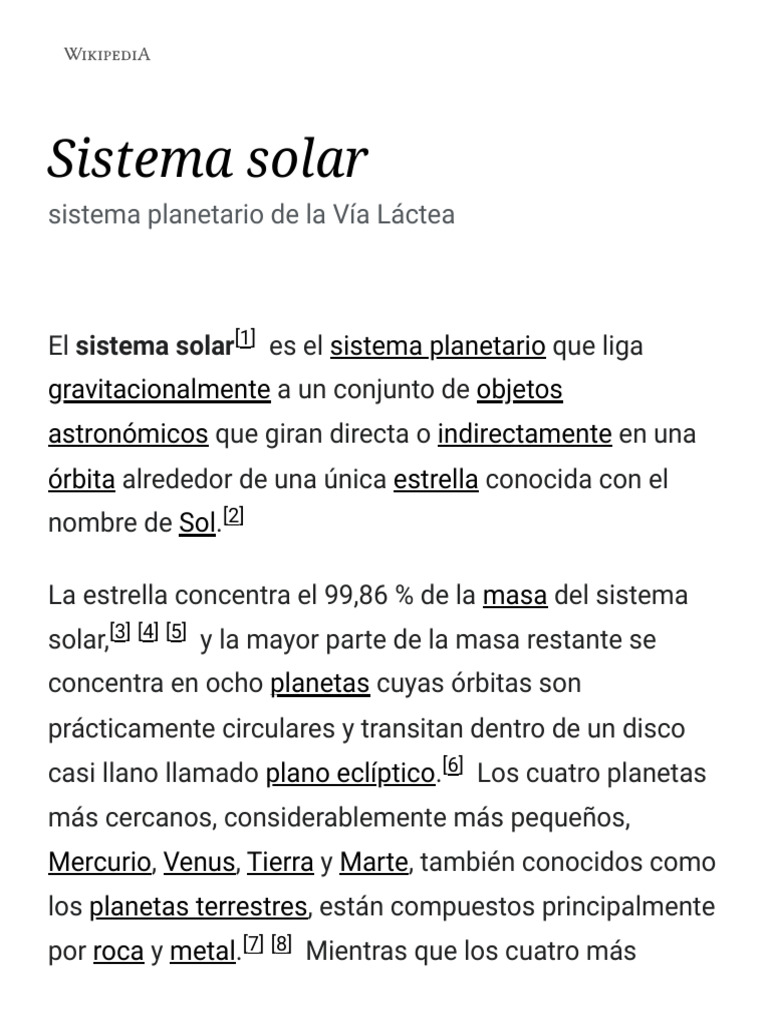 Sistema Solar - Wikipedia, La Enciclopedia Libre | PDF | Sistema solar