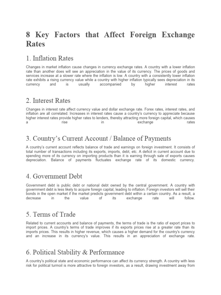 Key Factors Affecting Exchange Rates | PDF | Currency Appreciation And ...