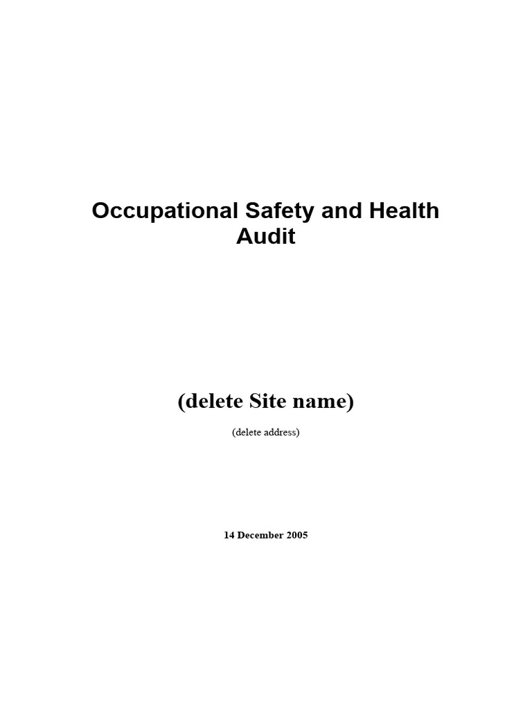 Occupational Safety and Health Audit Report | PDF | Occupational Safety ...