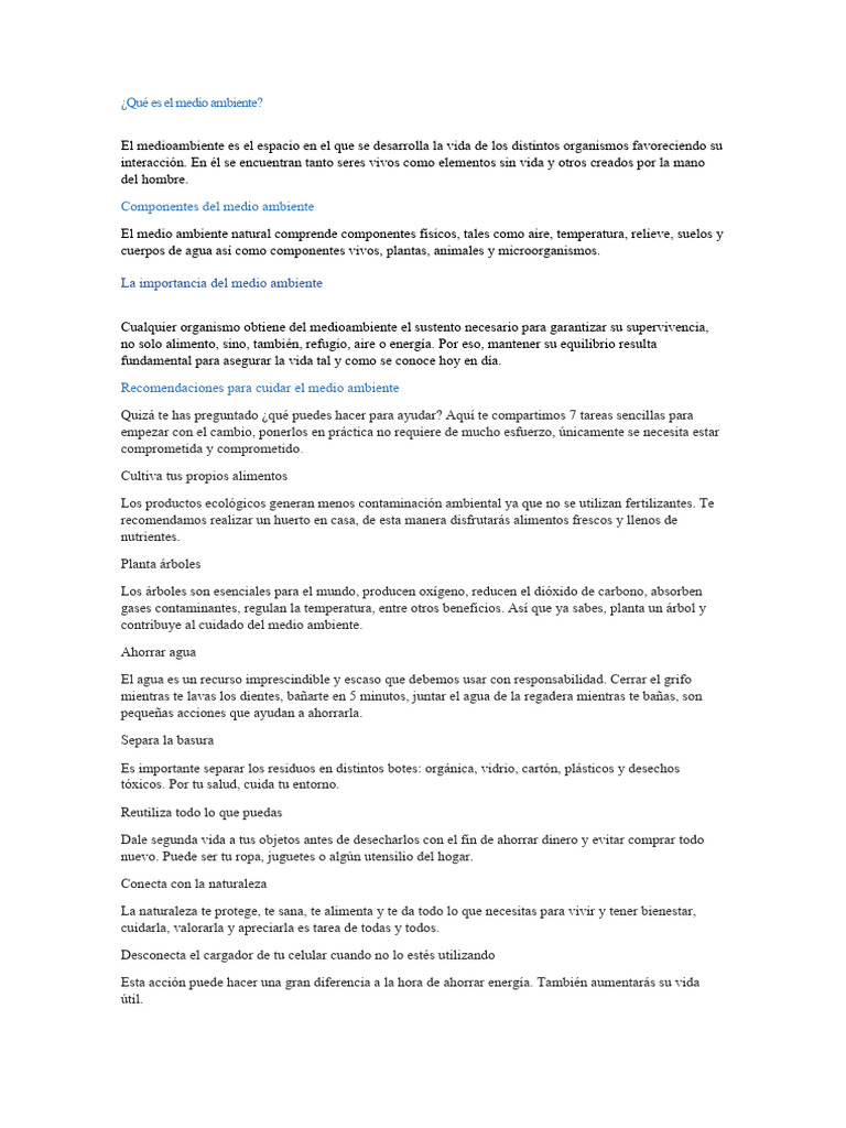 Qué Es El Medio Ambiente | PDF | Entorno natural | Residuos