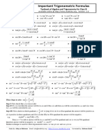 FSC Math All Trignometry Formulas For Chapter 12