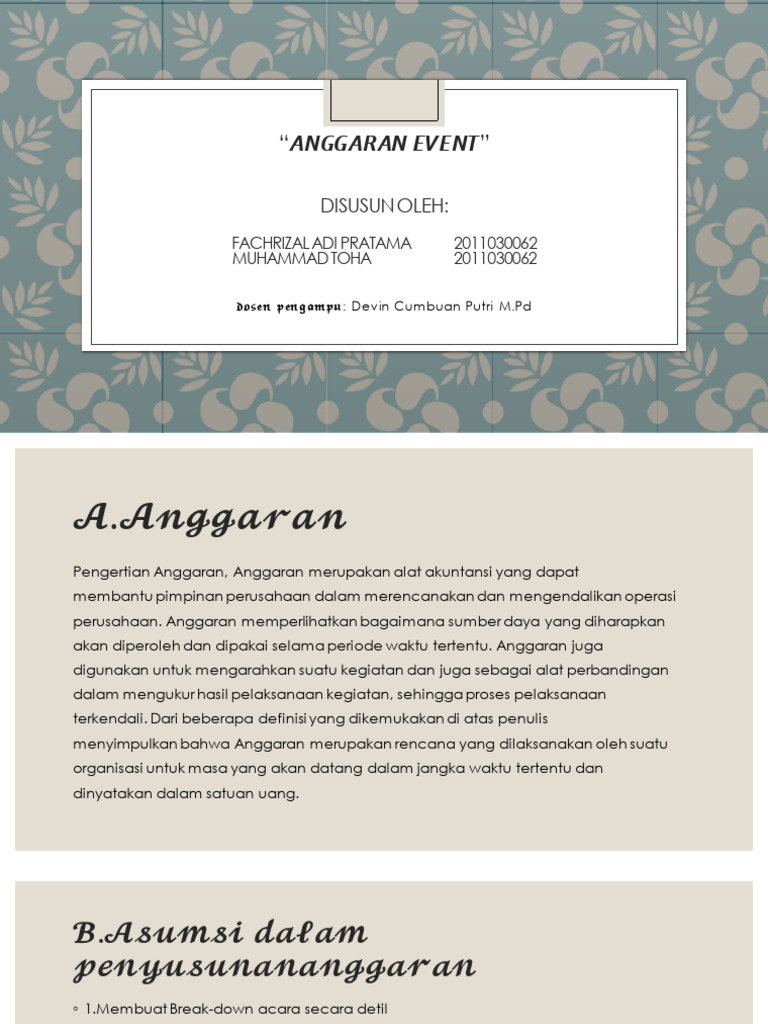 Rencana Anggaran untuk Event Organizer | PDF | Karier & Perkembangan