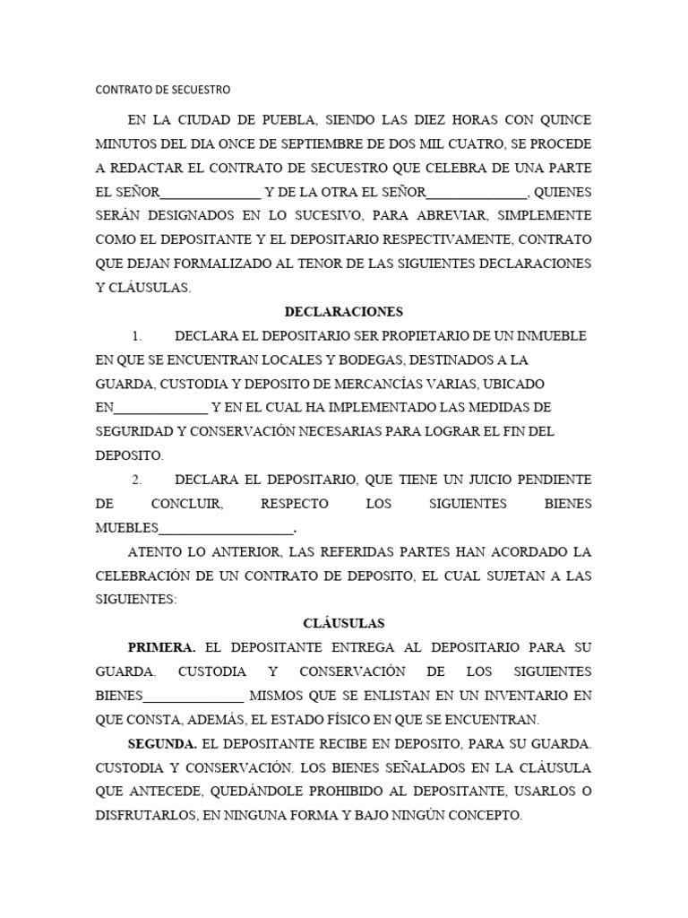 Contrato de Secuestro 3 | PDF