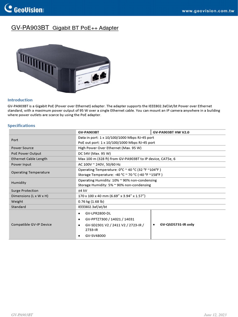 Datasheet PA903BT | PDF