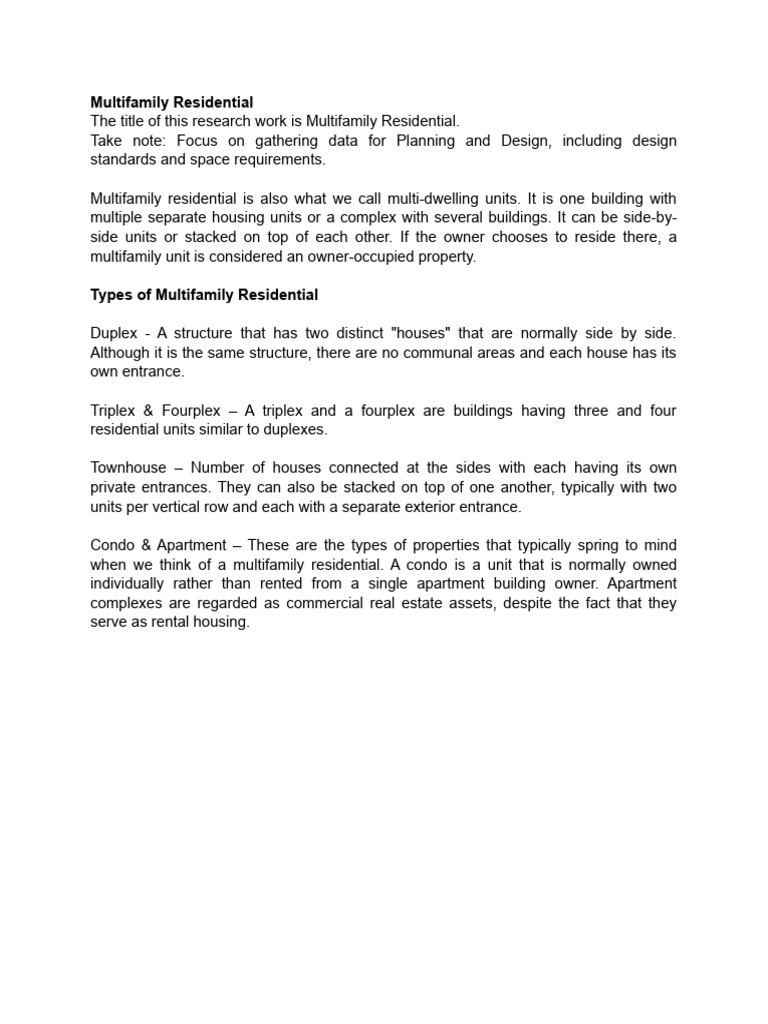 Multifamily Residential Design Standards | PDF