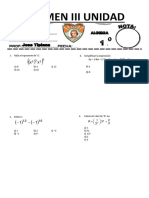 Algebra 1ero de Secundaria Unidad Iii Niño Jesus