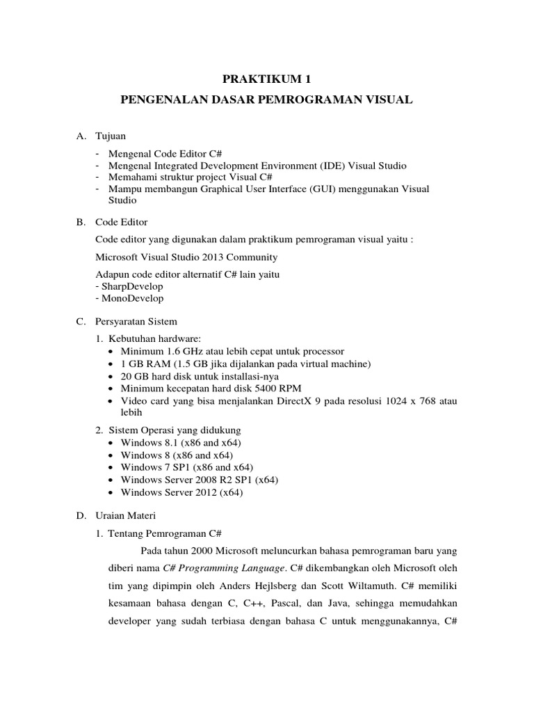Pengenalan Pemrograman Visual C# | PDF | Bisnis | Teknologi & Rekayasa