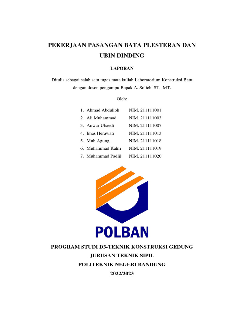 Pekerjaan Pasangan Bata dan Plesteran | PDF | Griya & Taman | Teknologi ...