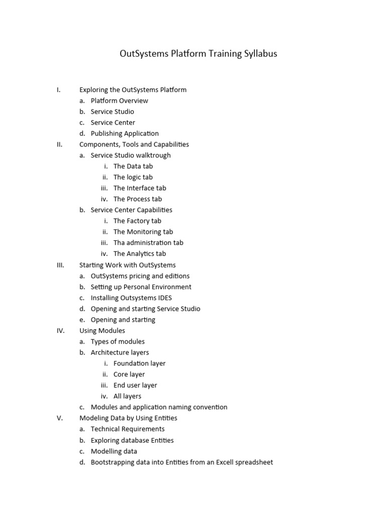 OutSfystems Platfform Training Fsylflabus | PDF | Art