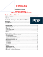 3 - Sommaire & Introduction Générale - Chimie Générale Et Organique - Module Chimie - Biochimie - 1A Médecine