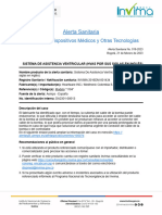 Alerta Sanitaria - 018-2023 - Sistema de Asistencia Ventricular