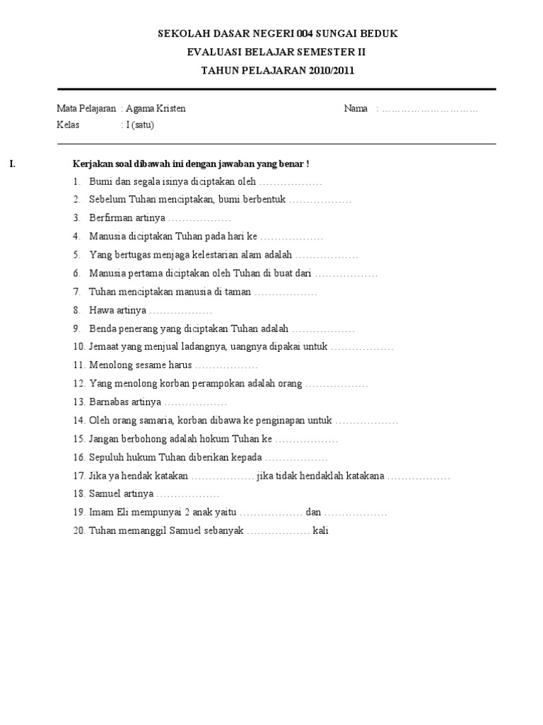 Agama Kristen Kelas I Pdf