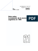 Nota Sobre La Evolución de La Economía Argentina en 1985