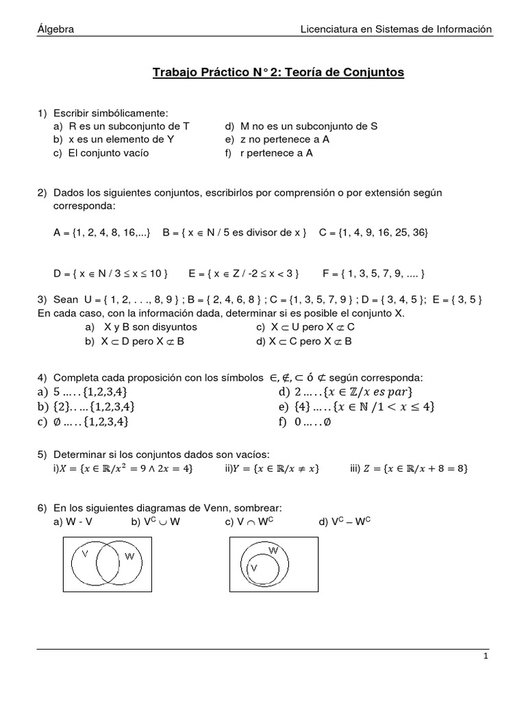 Ejercicios de Teoría de Conjuntos | PDF | Conjunto (Matemáticas ...