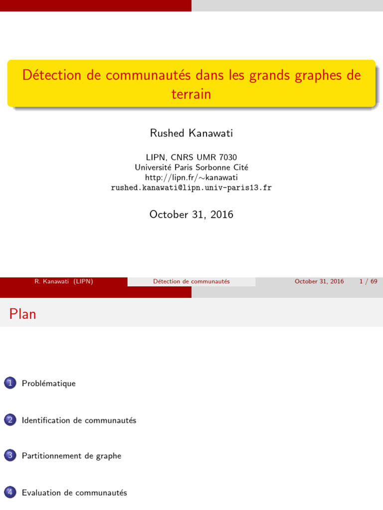 Détection de communautés dans les graphes | PDF | Partitionnement de ...