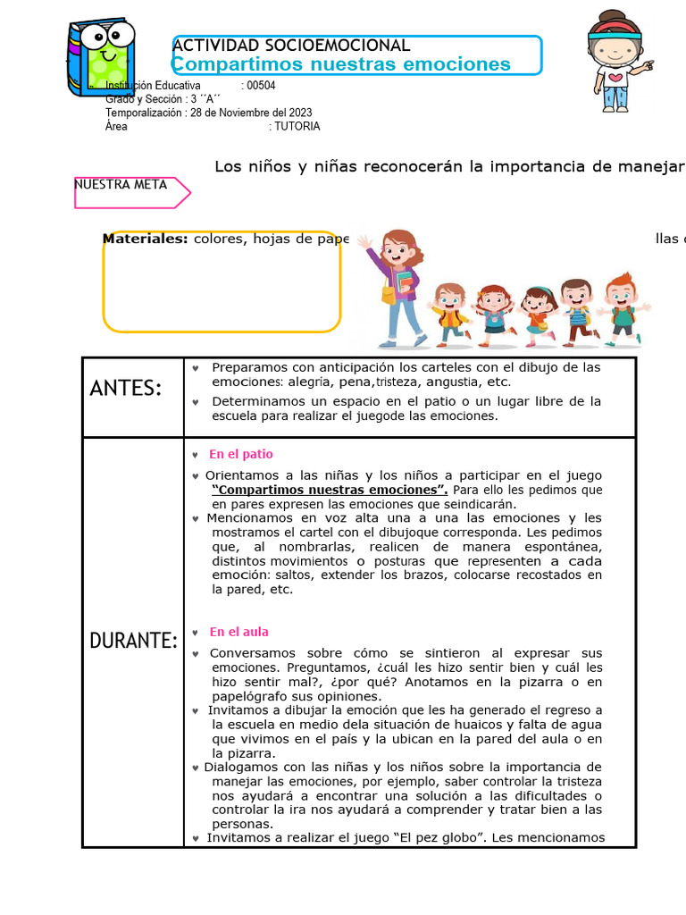 Actividades para Manejar Emociones en Niños | PDF | Las emociones | Ira
