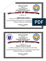 Certificate of Recognition Perfect