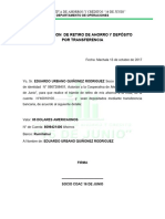 Autorizacion de Retiro de Ahorro y Depósito