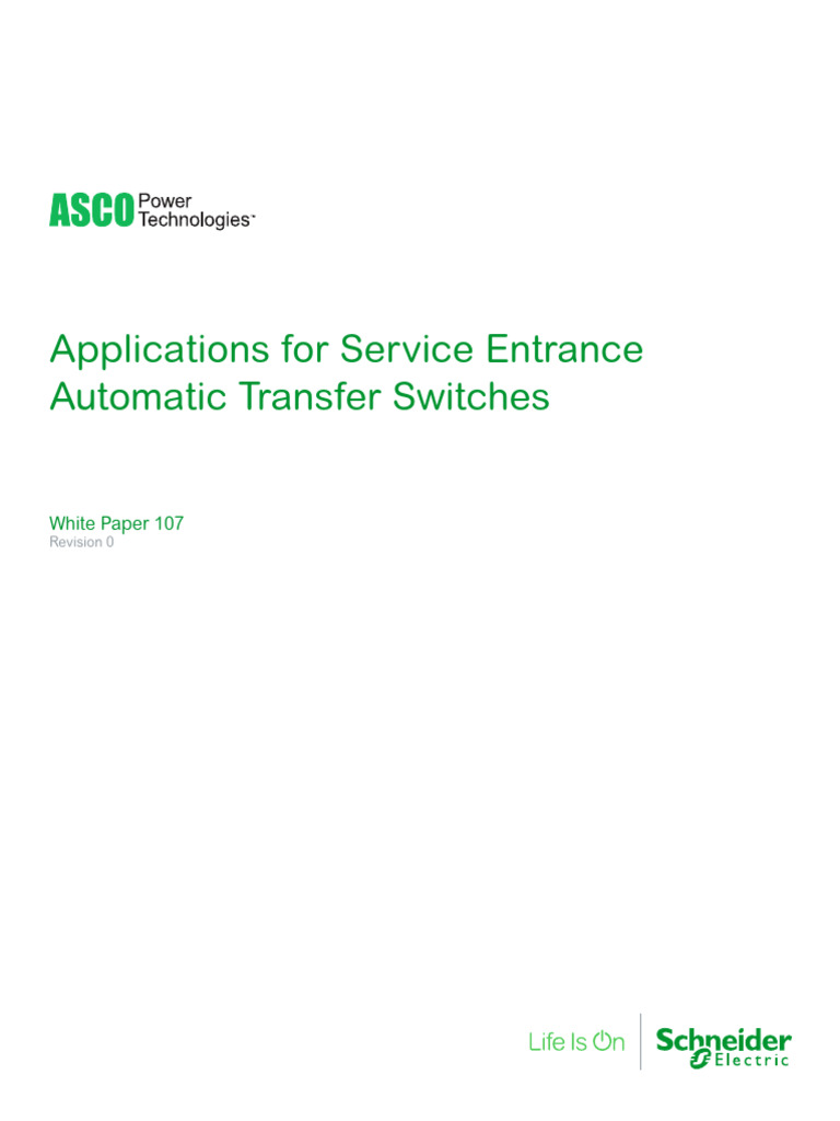 Applications For Service Entrance Automatic Transfer Switches | PDF