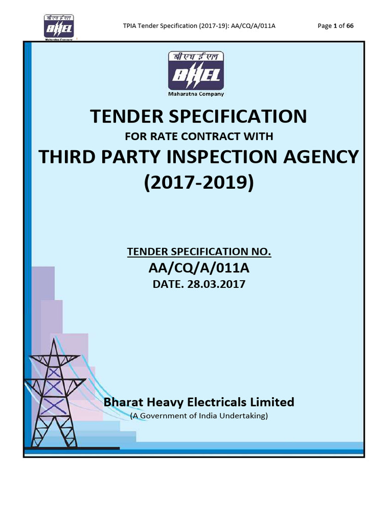 Tpia Tender Specification-2010581 | PDF | Nondestructive Testing